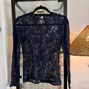 Lace Top, Helen McAlinden, Size 4, Navy